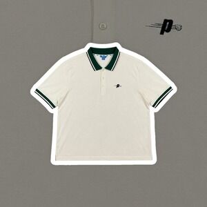 Prince Pickleball Polo Shirt XXL White Green Collar Short Sleeve Pique P0338‎